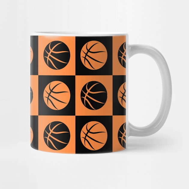 Basketball Ball Checkered Seamless Pattern - Black and Orange Tones by DesignWood-Sport
